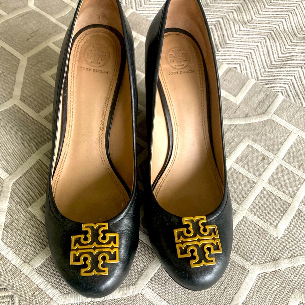 Tory Burch high black leather wedge